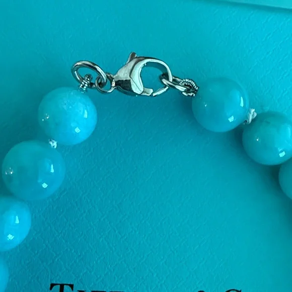 🩵7 1/2” Tiffany & Co. 8mm Bead PRTT Heart Tag Bracelet - Picture 4 of 12